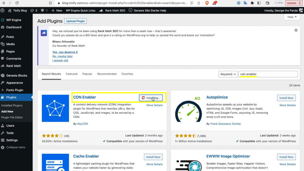Screenshot - Download CDN Enabler WordPress plugin